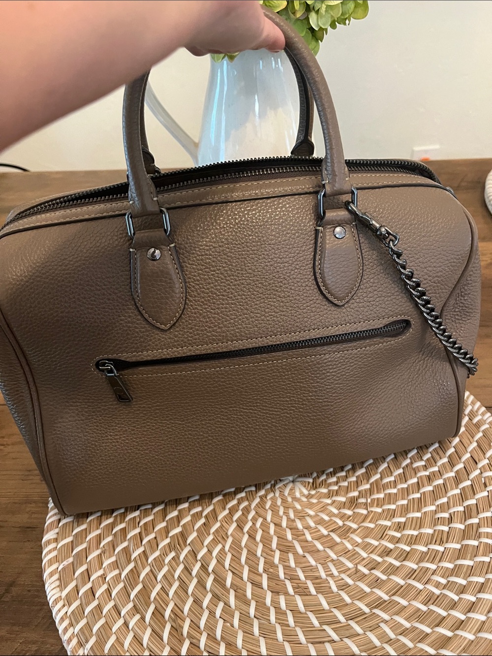 Coach Brown Pebbled Leather Satchel - Picture 8 of 16